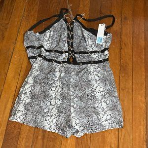 Millau black and white snake print romper